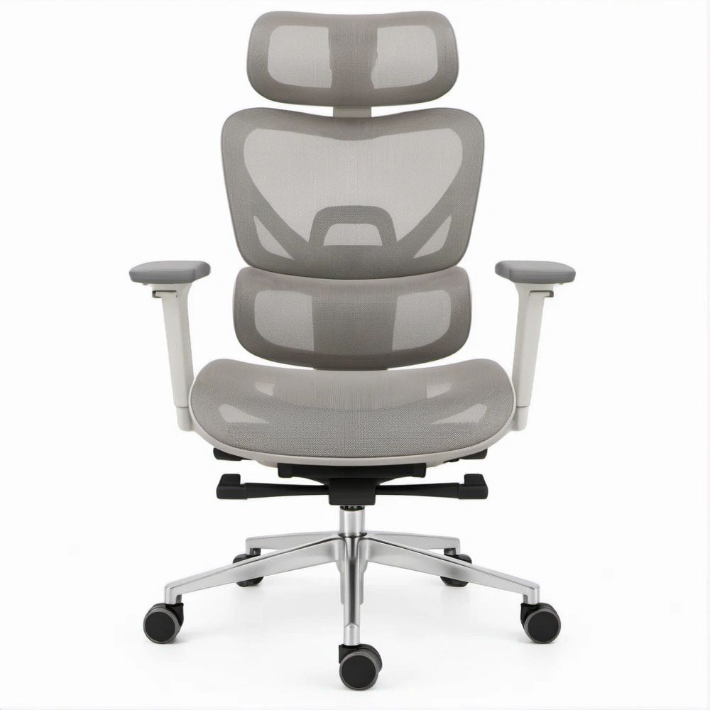Ergonomic Gray Mesh Office Chair with Headrest, Lumbar Support, Adjustable Armrests, 26.4 x 26.4 x 45.3-49.2 in