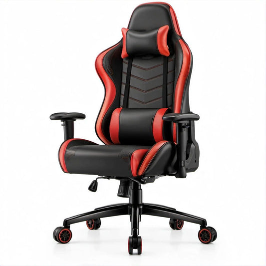Ergonomic High-Back Gaming Chair, Black/Red PU Leather, 28.3 x 28.3 x 48.0-51.2 in