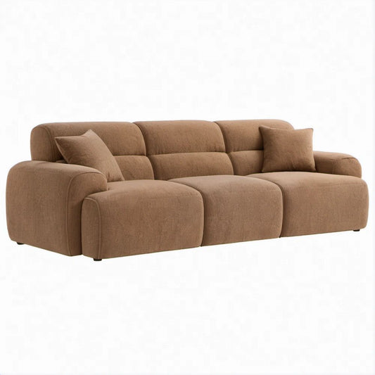 Brown Polyester Microfiber Upholstered 3-Seat Sofa, 86.6 x 37.4 x 33.5 in