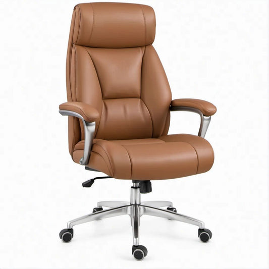 Brown PU Leather Executive Office Chair, 28.7 x 28.7 x 45.3-49.2 in